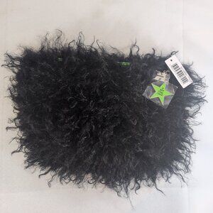 Kiehl's Black Faux Fur Fuzzy Happy Holidays Makeup Bag Cosmetics Pouch Gift NEW